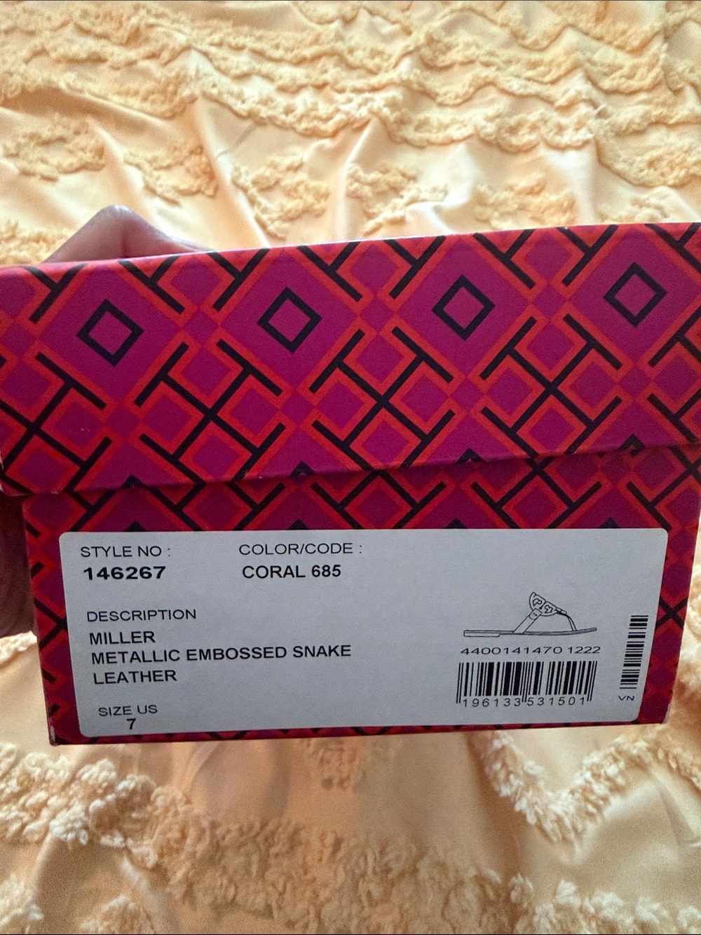 Tory Burch Rose Gold Miller Logo Toe-Post Sandals - Picture 4 of 5